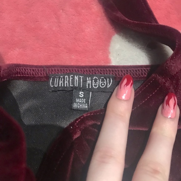 CURRENT MOOD velvet burgundy corset top - Picture 3 of 3